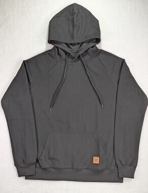 Vict Popu Men's Small Black Waffle Weave Pullover Hoodie Sweatshirt Knit Blk
